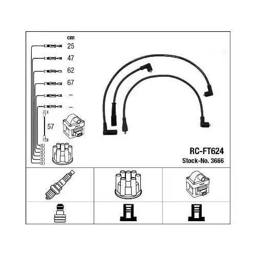 NGK Zündleitungssatz 3666 Geprüft